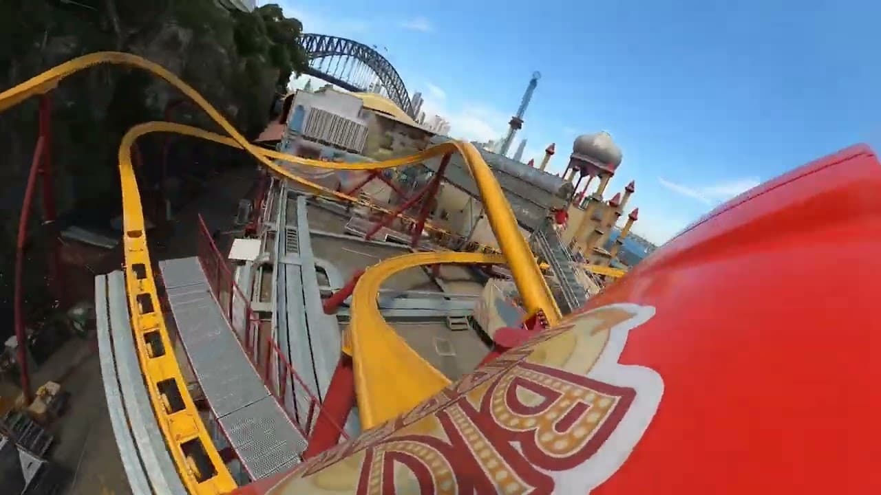 The Big Dipper climbing the lift hill at Luna Park Sydney